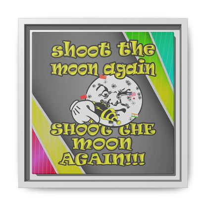 shoot the moon again - framed canvas art (rainbow split)