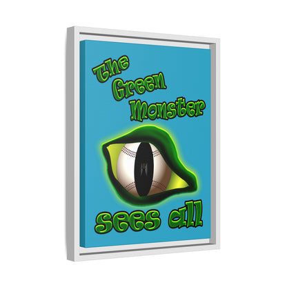 green monster - framed canvas art (turquoise)
