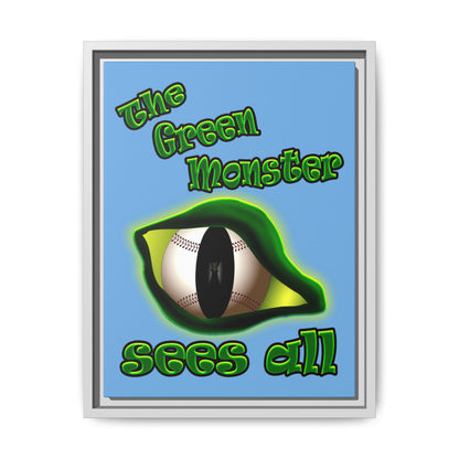 green monster - framed canvas art (light blue)