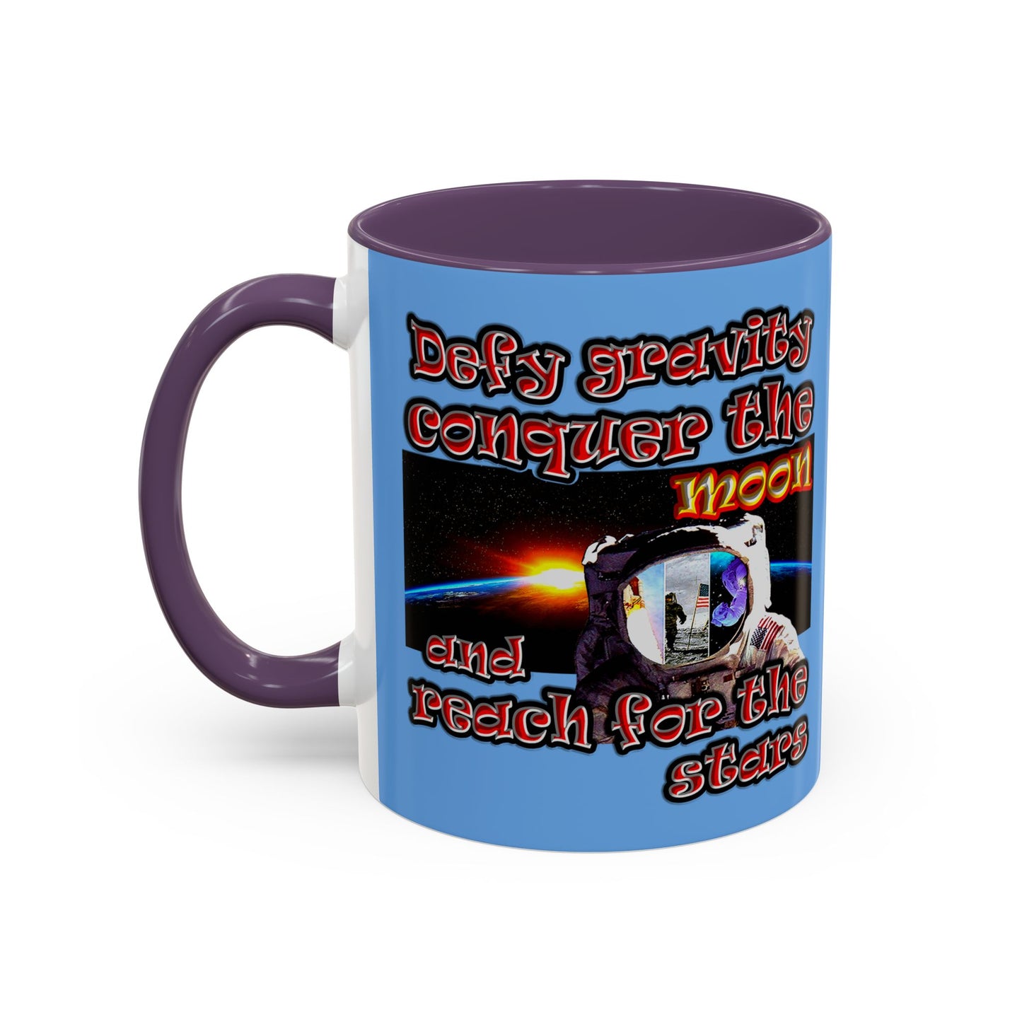 defy conquer reach - Accent Mug (light blue)