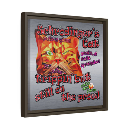 schrodinger's cat - framed canvas art (brushed nickel)