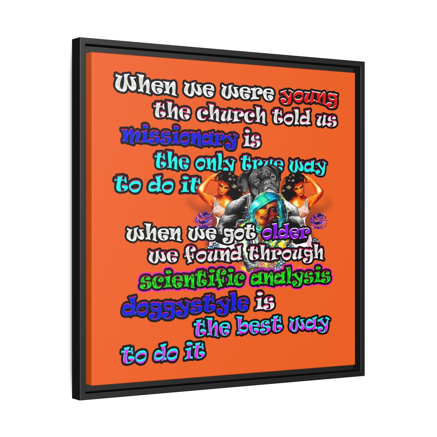 doggystyle - framed canvas art (orange)