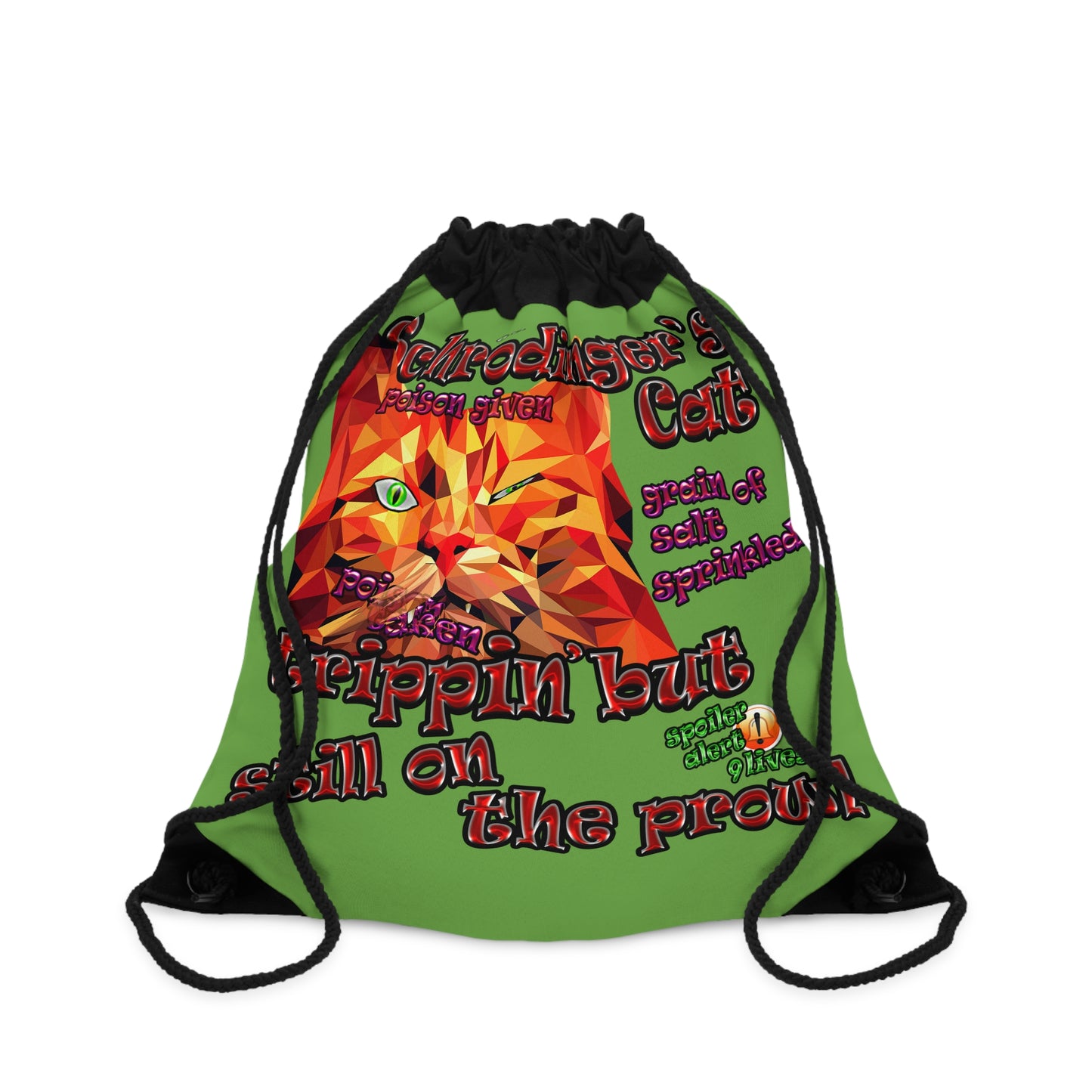schrodinger's cat - Drawstring Bag (green)