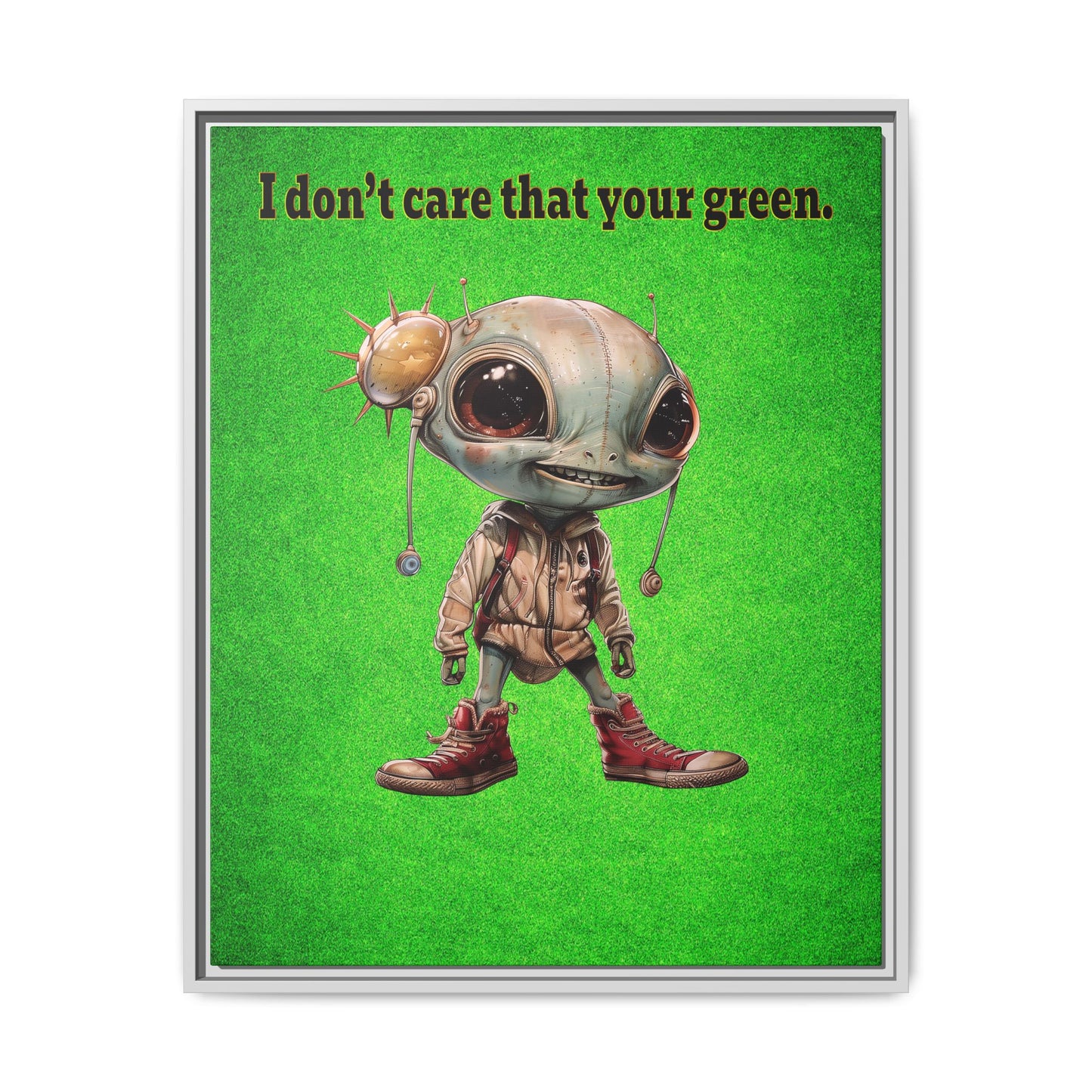 I don't care that your green - framed canvas art (green turf)