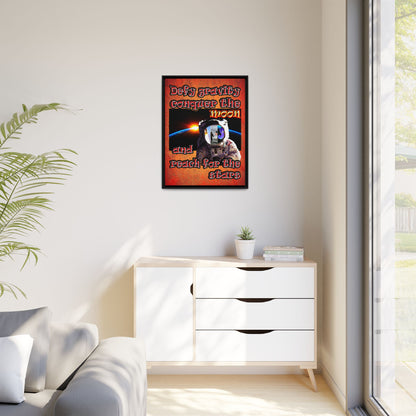 defy conquer reach - framed canvas art (burnt orange)