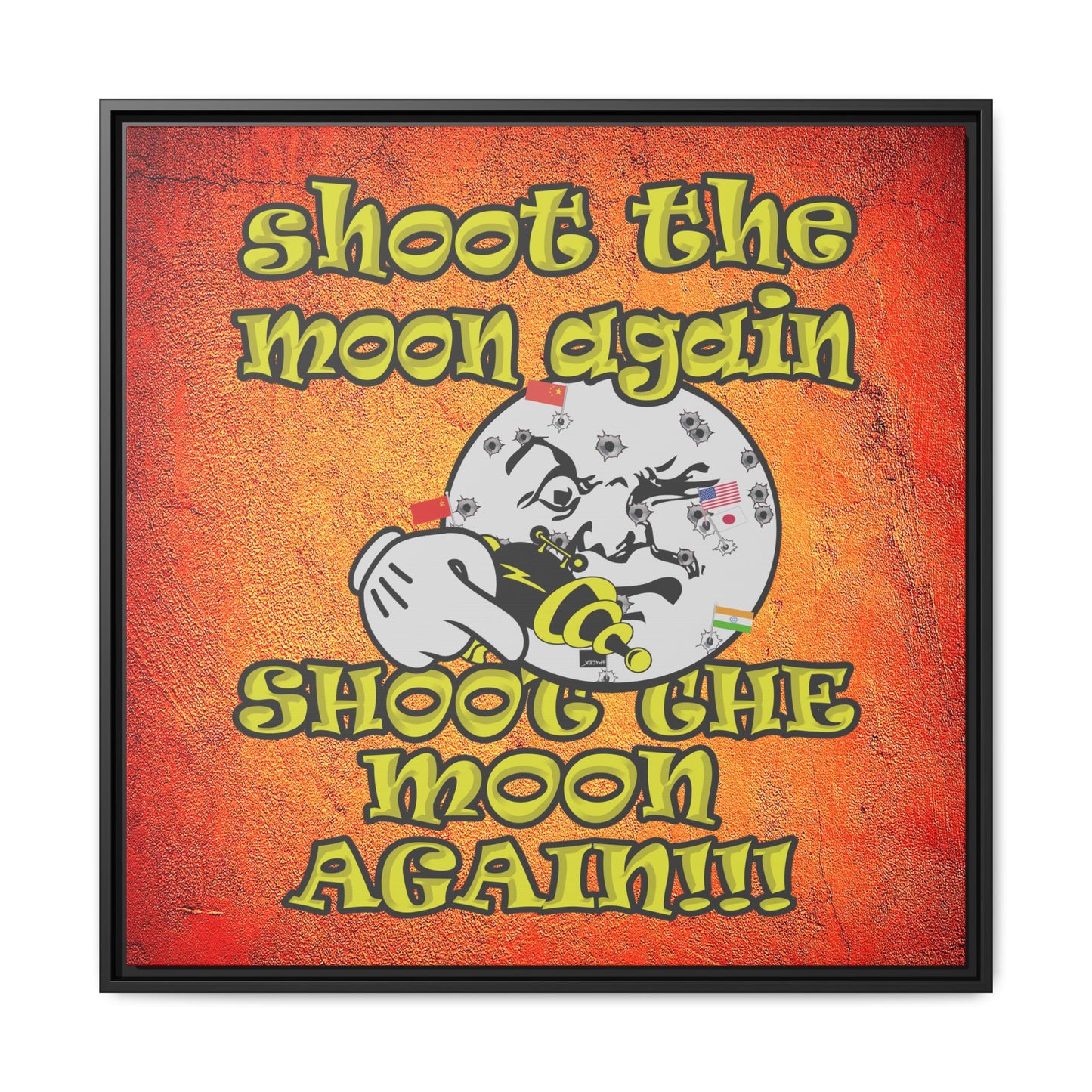 shoot the moon again - framed canvas art (burnt orange)
