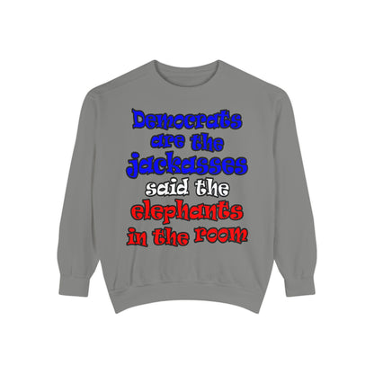 donkeys and elephants - Unisex Garment-Dyed Sweatshirt
