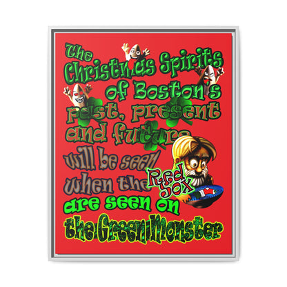 christmas spirits of boston - framed canvas art (red)