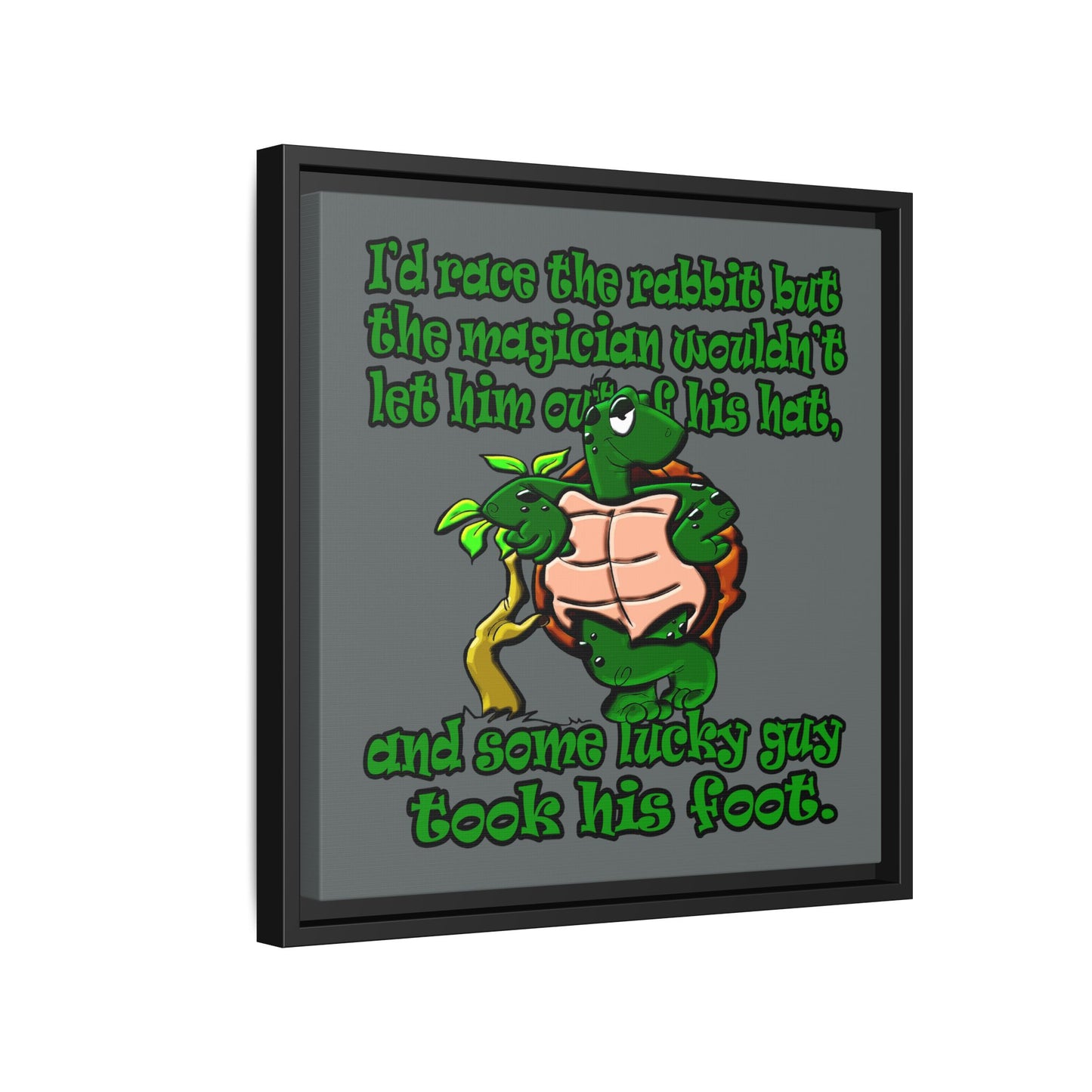 turtle race - framed canvas art (dark grey)