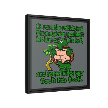 turtle race - framed canvas art (dark grey)