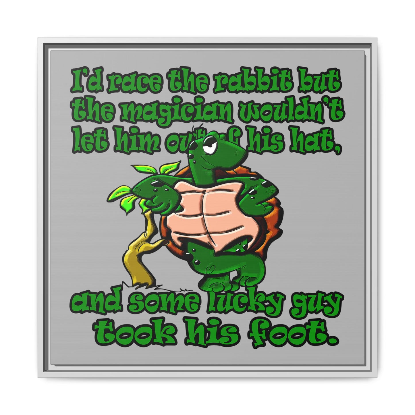 turtle race - framed canvas art (light grey)