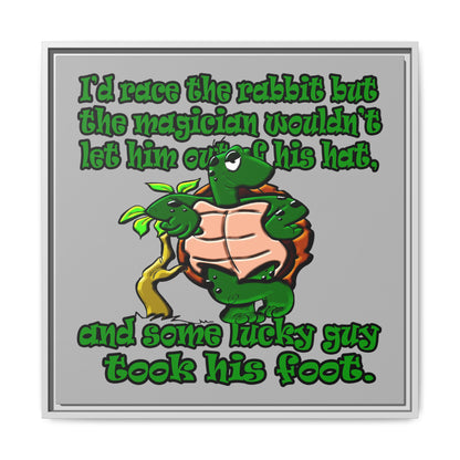 turtle race - framed canvas art (light grey)