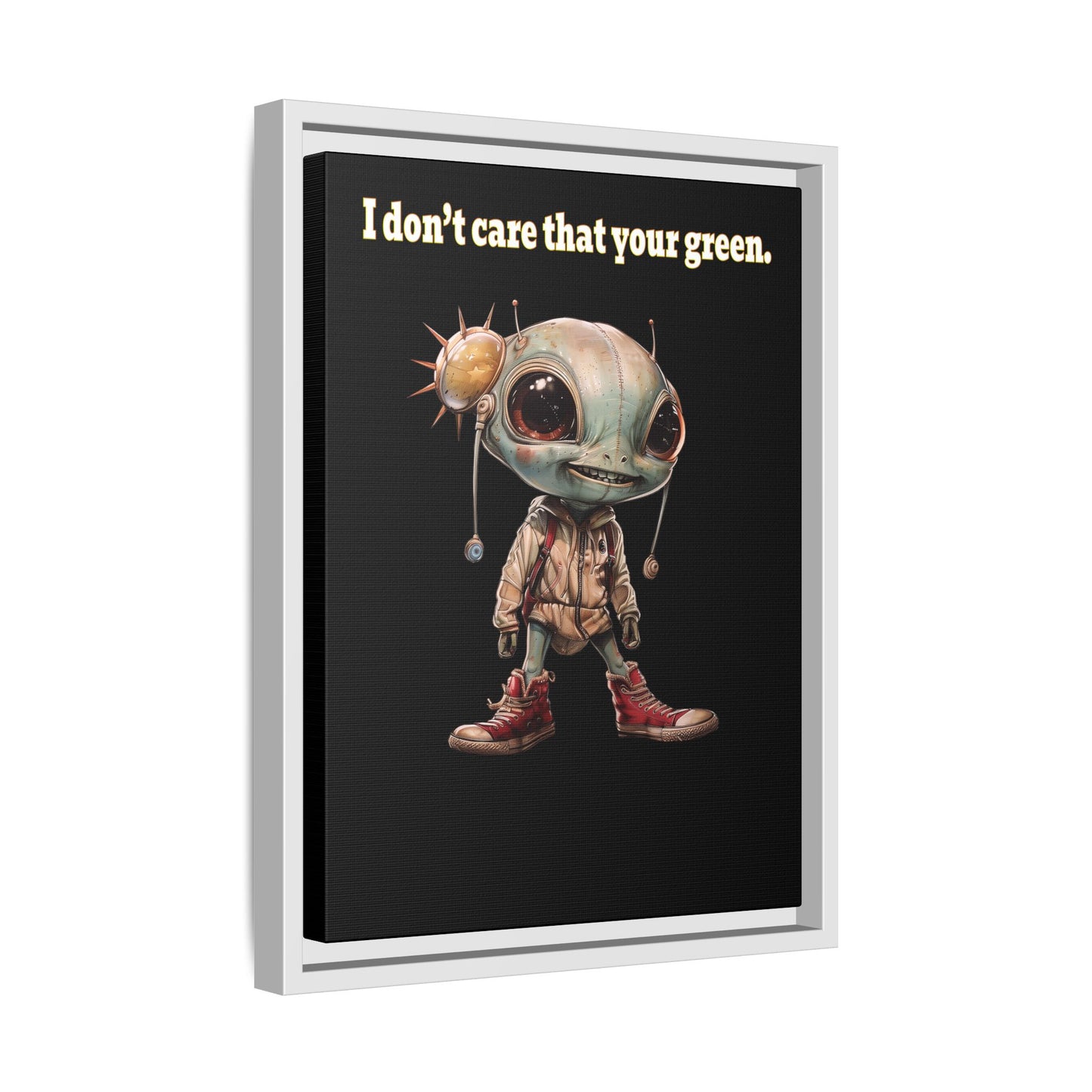 I don't care that your green - framed canvas art (black)