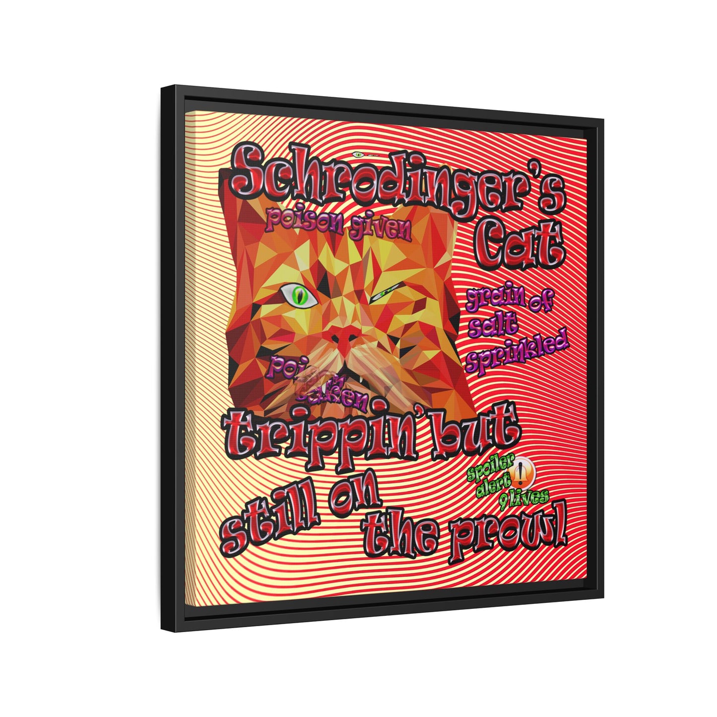 schrodinger's cat - framed canvas art (yellow-orange wave)