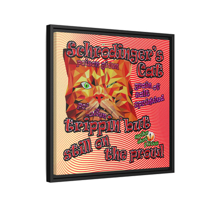 schrodinger's cat - framed canvas art (yellow-orange wave)