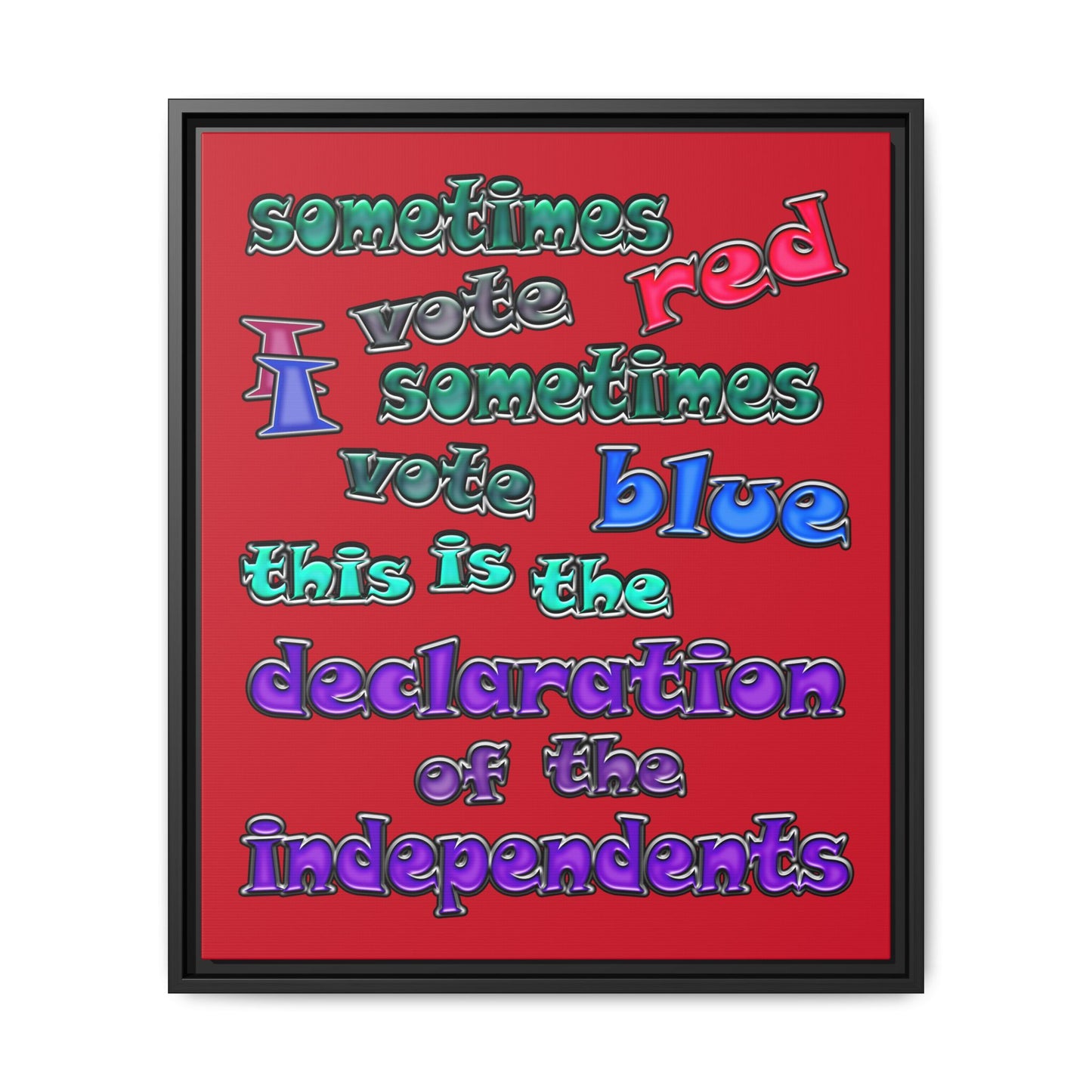 declaration of the independents - framed canvas art (dark red)