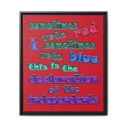 declaration of the independents - framed canvas art (dark red)
