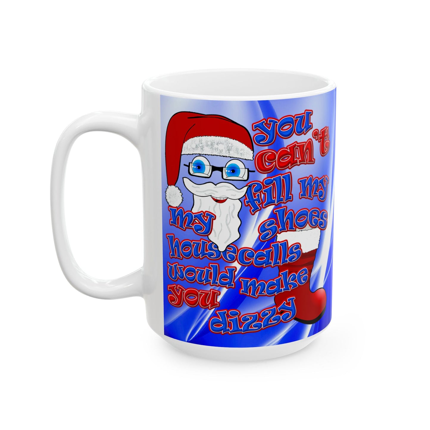 santa's shoes - White Mug (blue-white wave)
