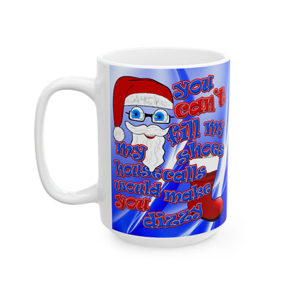 santa's shoes - White Mug (blue-white wave)