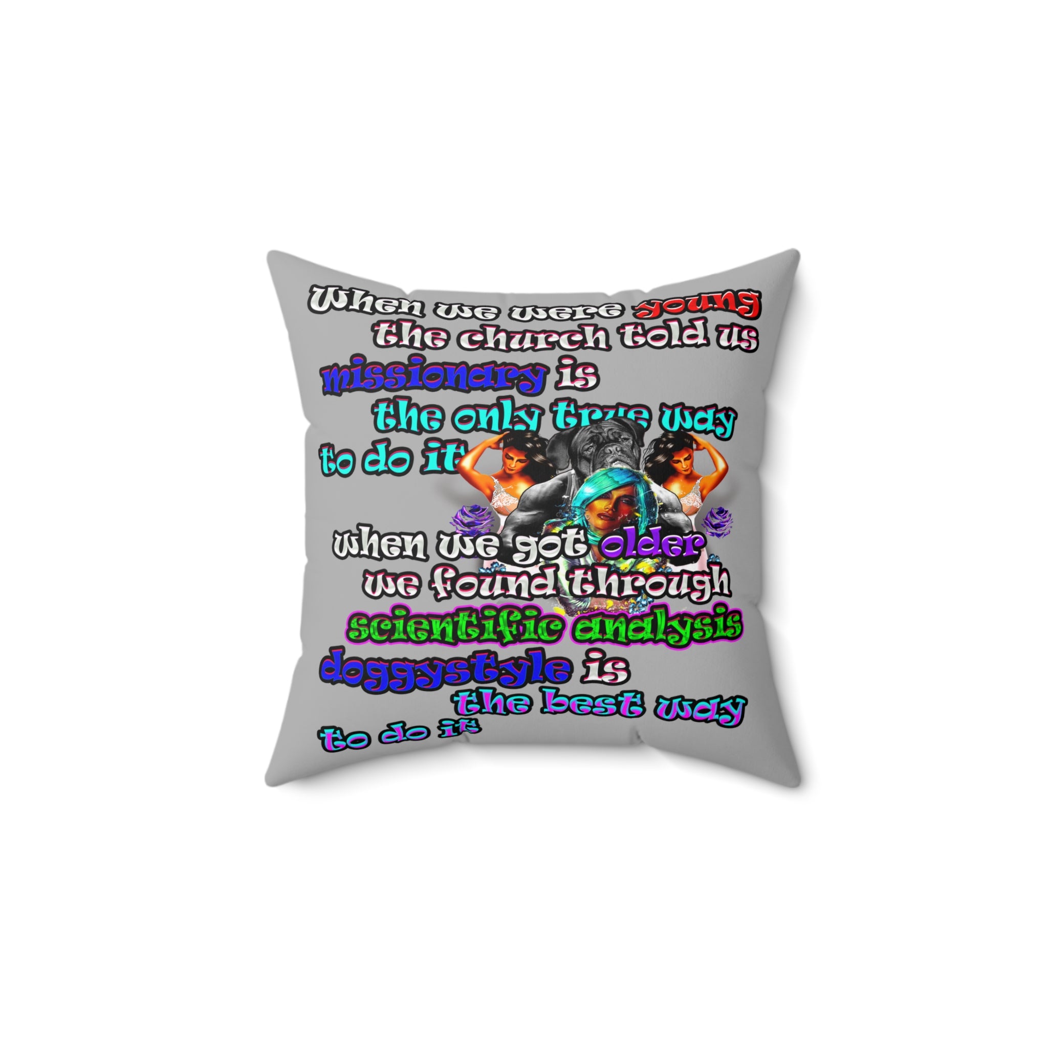 doggystyle - Spun Polyester Square Pillow - (light grey)