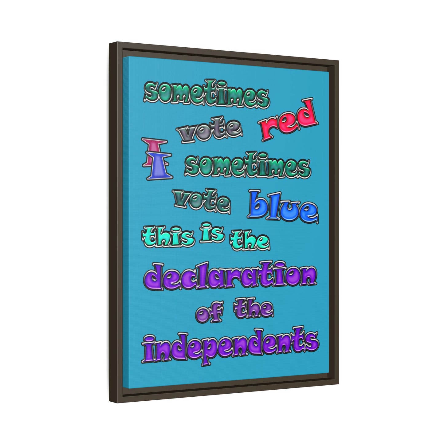 declaration of the independents - framed canvas art (turquoise)