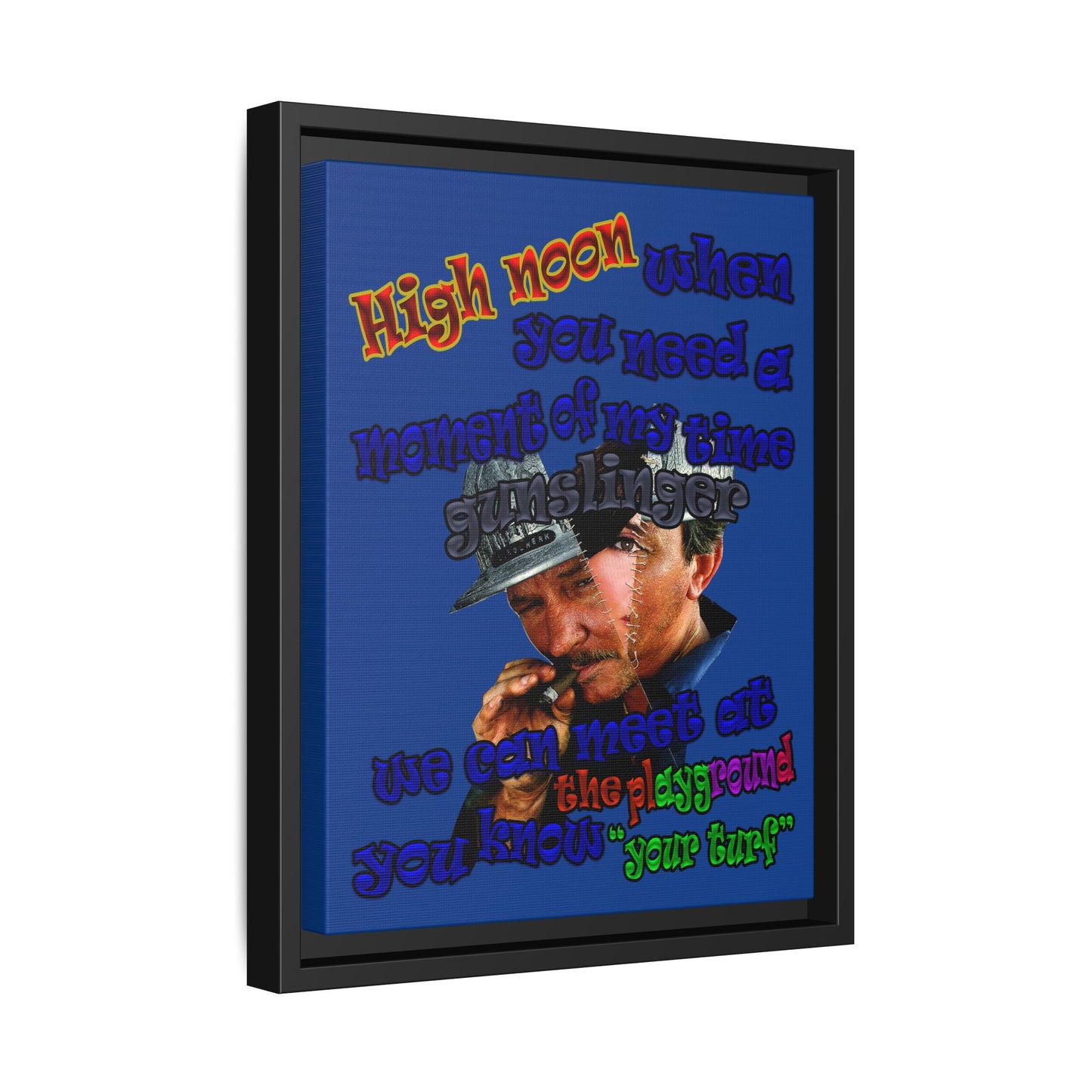 high noon - framed canvas art (dark blue)