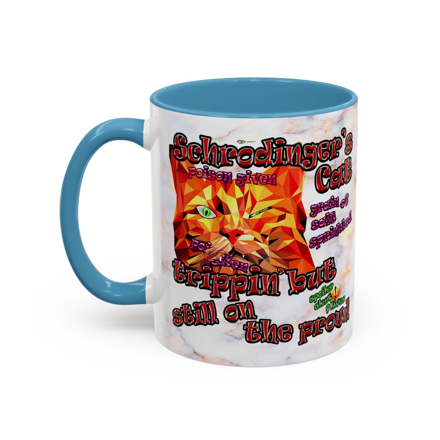 schrodinger's cat - Accent Mug (white marble)