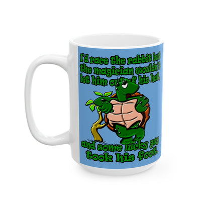 turtle race - White Mug (light blue)