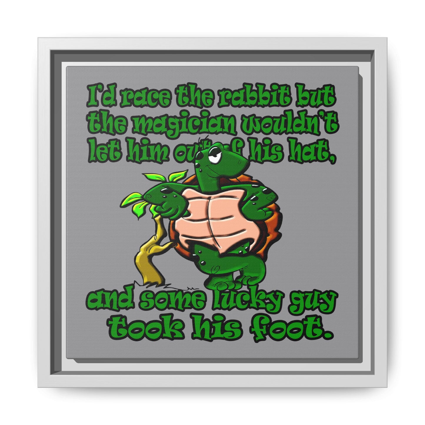 turtle race - framed canvas art (grey)