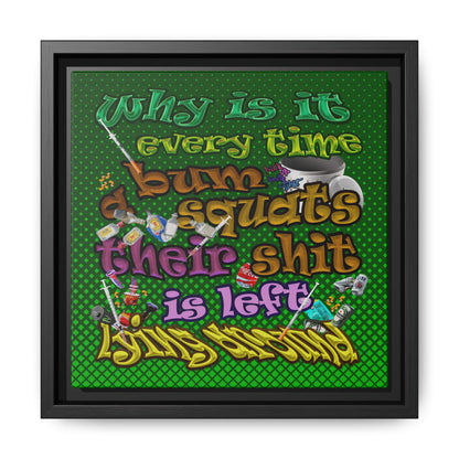 the bum's shit - framed canvas art (logo green)
