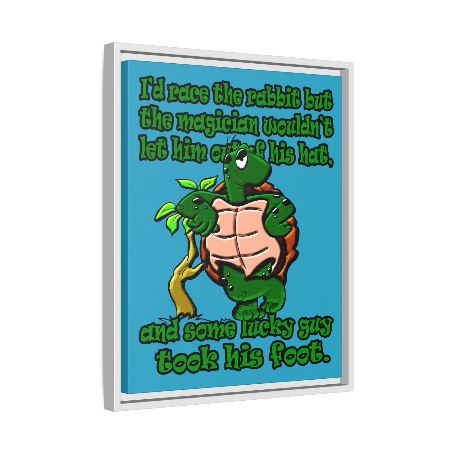 turtle race - framed canvas art (turquoise)