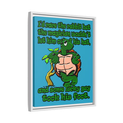 turtle race - framed canvas art (turquoise)