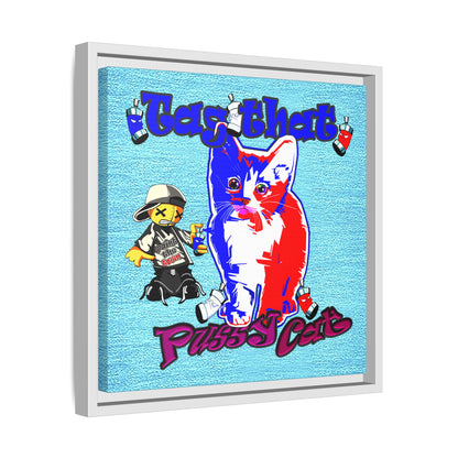 tag that - framed canvas art (faded blue)