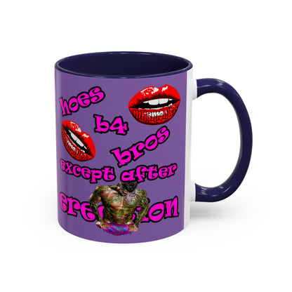 hoes b4 bros - Accent Mug (light purple)