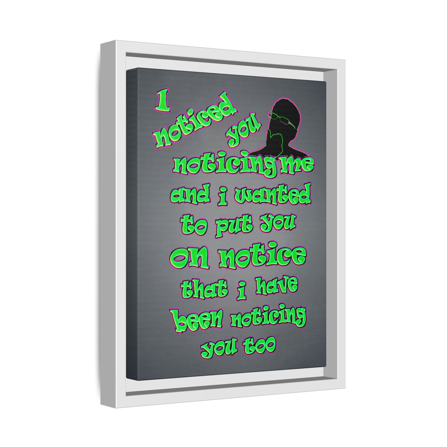 noticed you noticing - framed canvas art (grey-light grey)