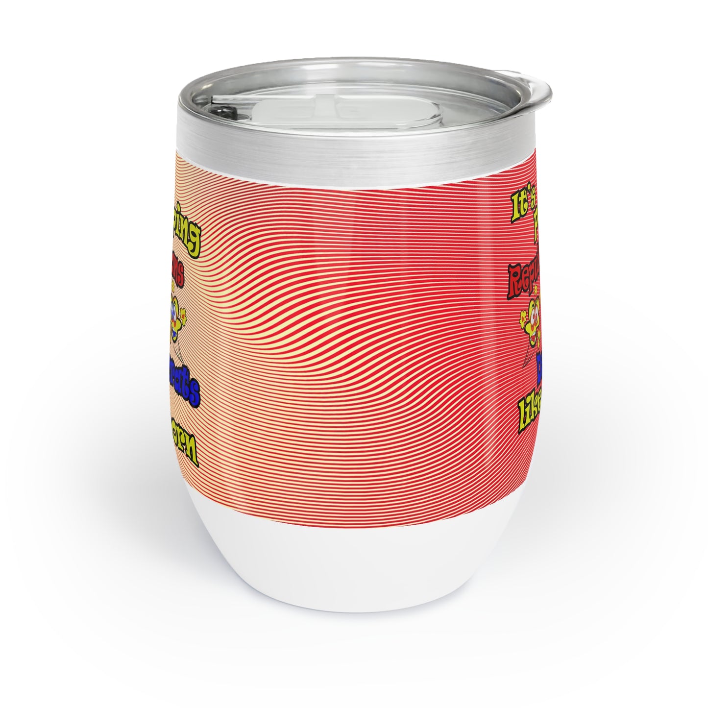 popping like popcorn - Chill Wine Tumbler (yellow-orange wave)