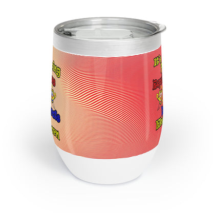 popping like popcorn - Chill Wine Tumbler (yellow-orange wave)