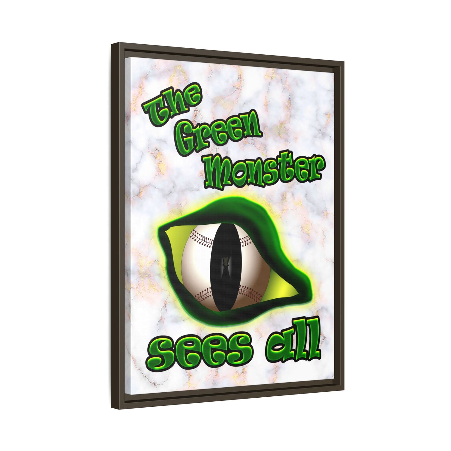 green monster - framed canvas art (white marble)