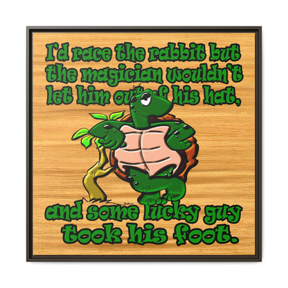 turtle race - framed canvas art (butterscotch wood finish)