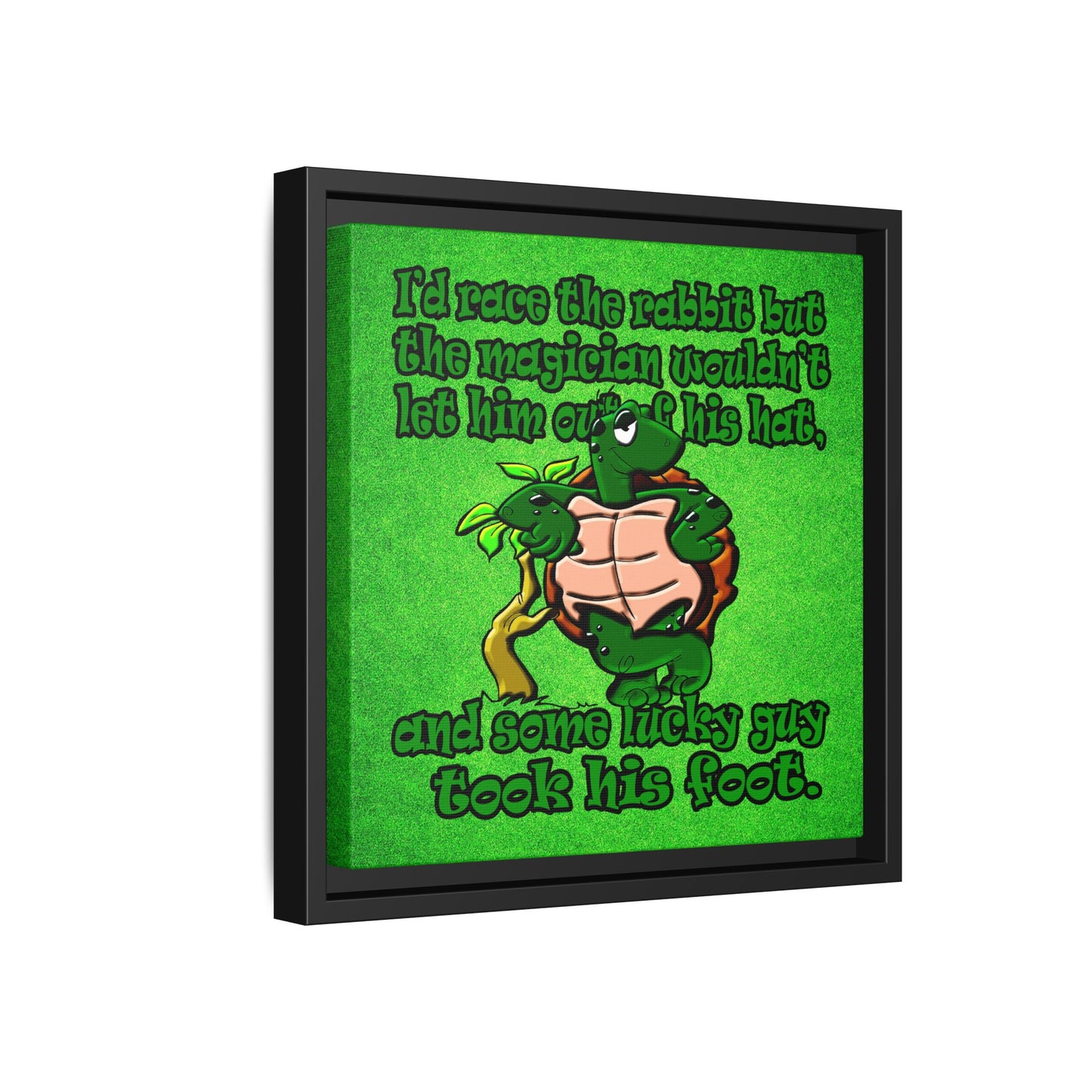 turtle race - framed canvas art (green turf)
