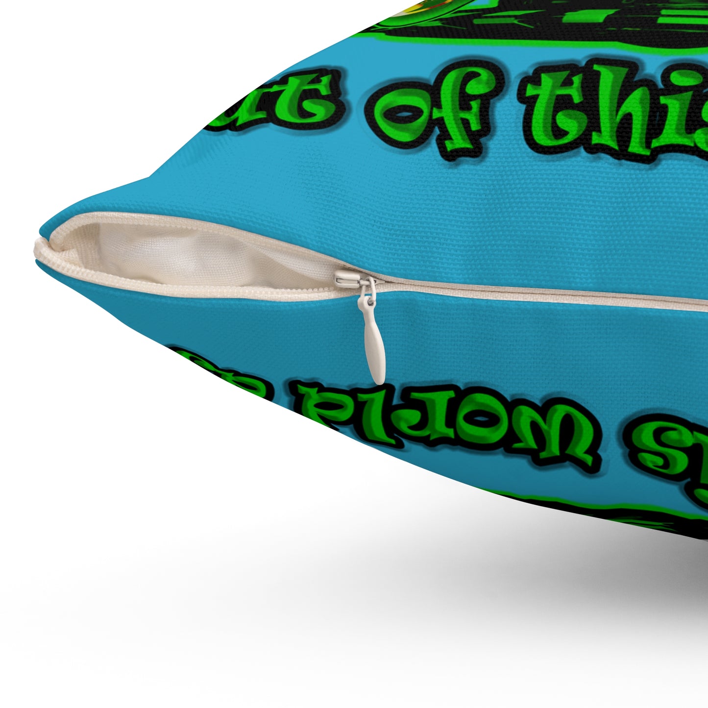 disc jockey - Spun Polyester Square Pillow - (turquoise)