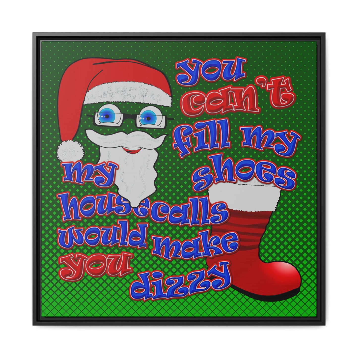 santa's shoes - framed canvas art (logo green)