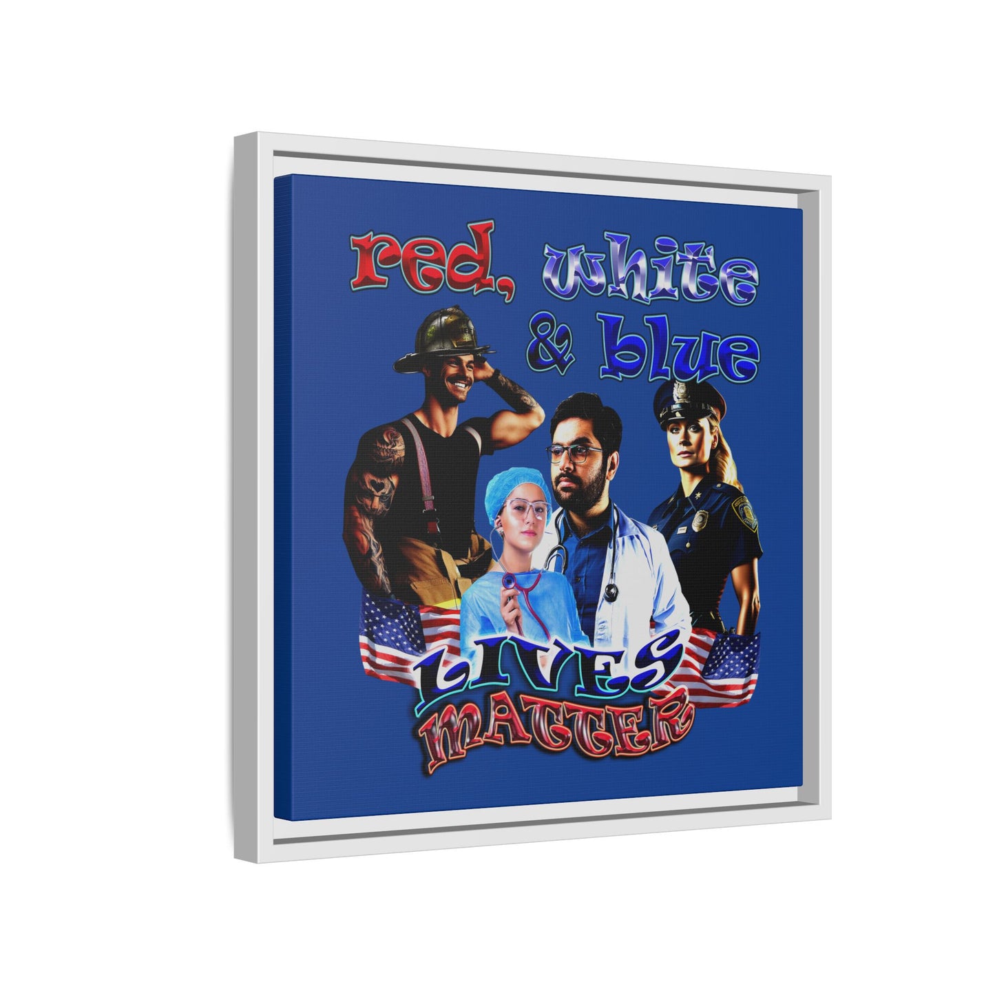 rw&b lives matter - framed canvas art (dark blue)