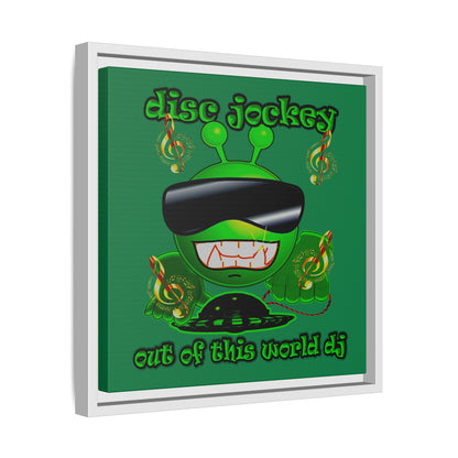 disc jockey - framed canvas art (dark green)