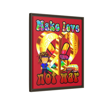 love peace - framed canvas art (dark red)
