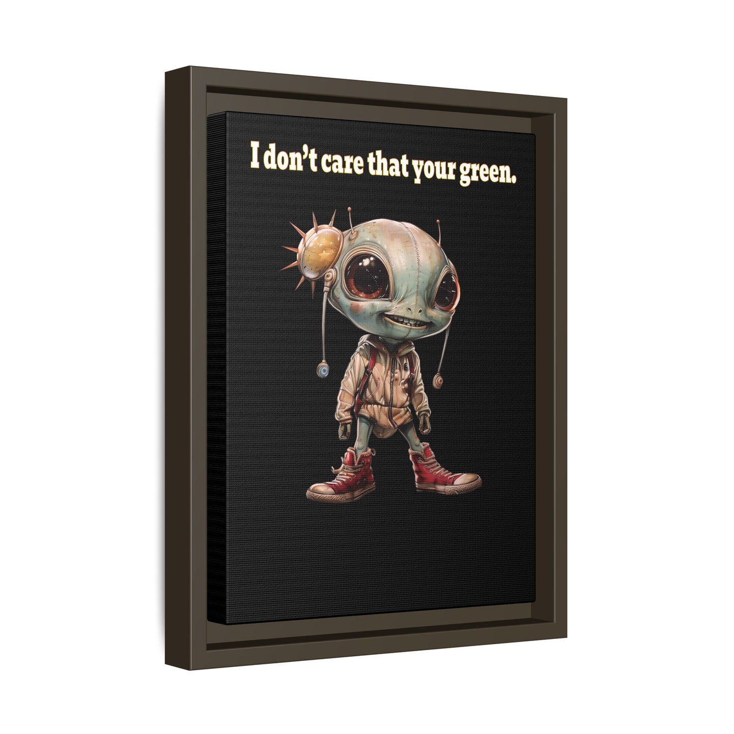 I don't care that your green - framed canvas art (black)