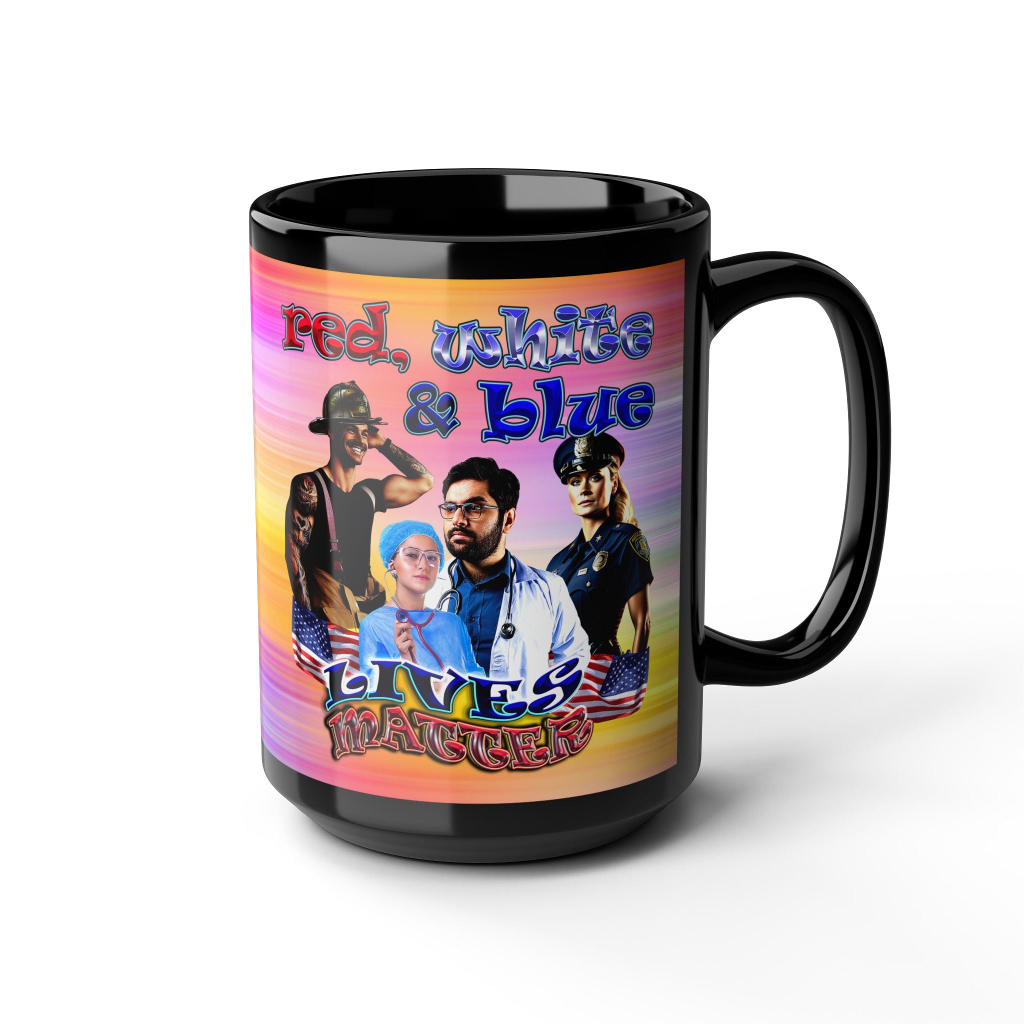 rw&b lives matter - Black Mug (color blur)