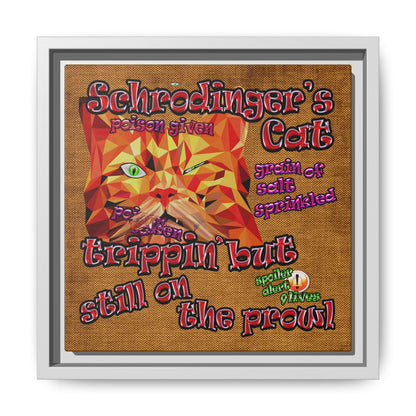 schrodinger's cat - framed canvas art (brown papyrus)