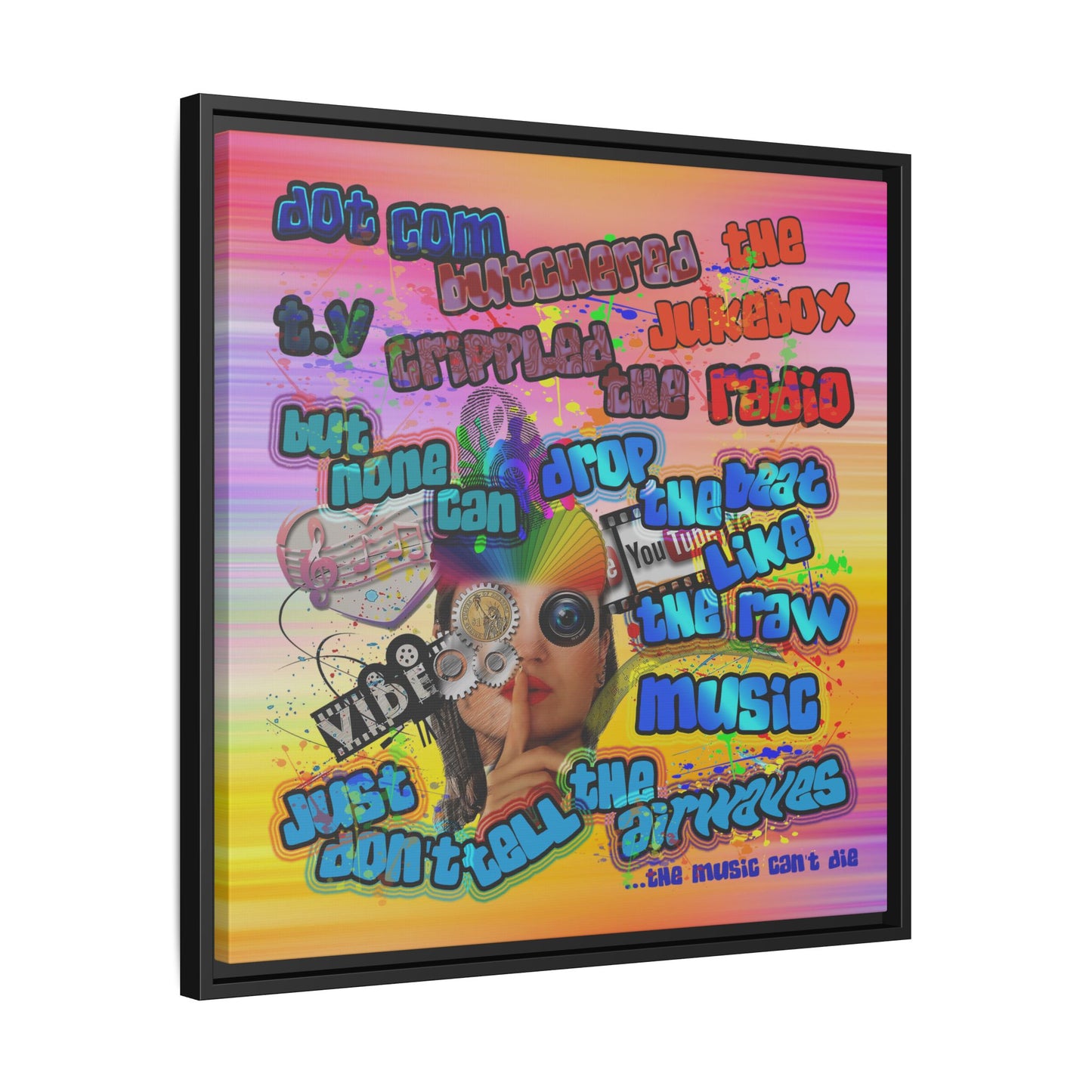 drop the beat - framed canvas art (color blur)