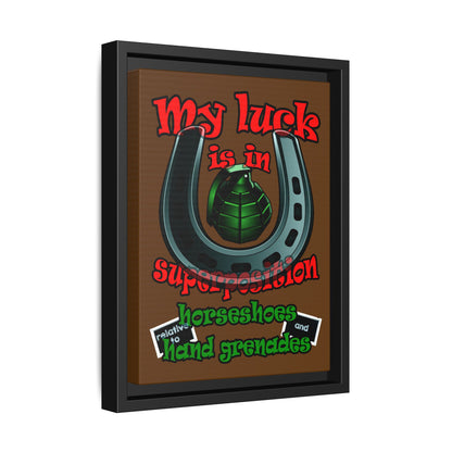my luck - framed canvas art (brown)